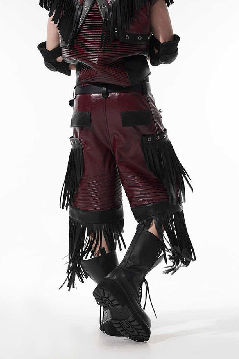 Detachable PU Fringe Pants