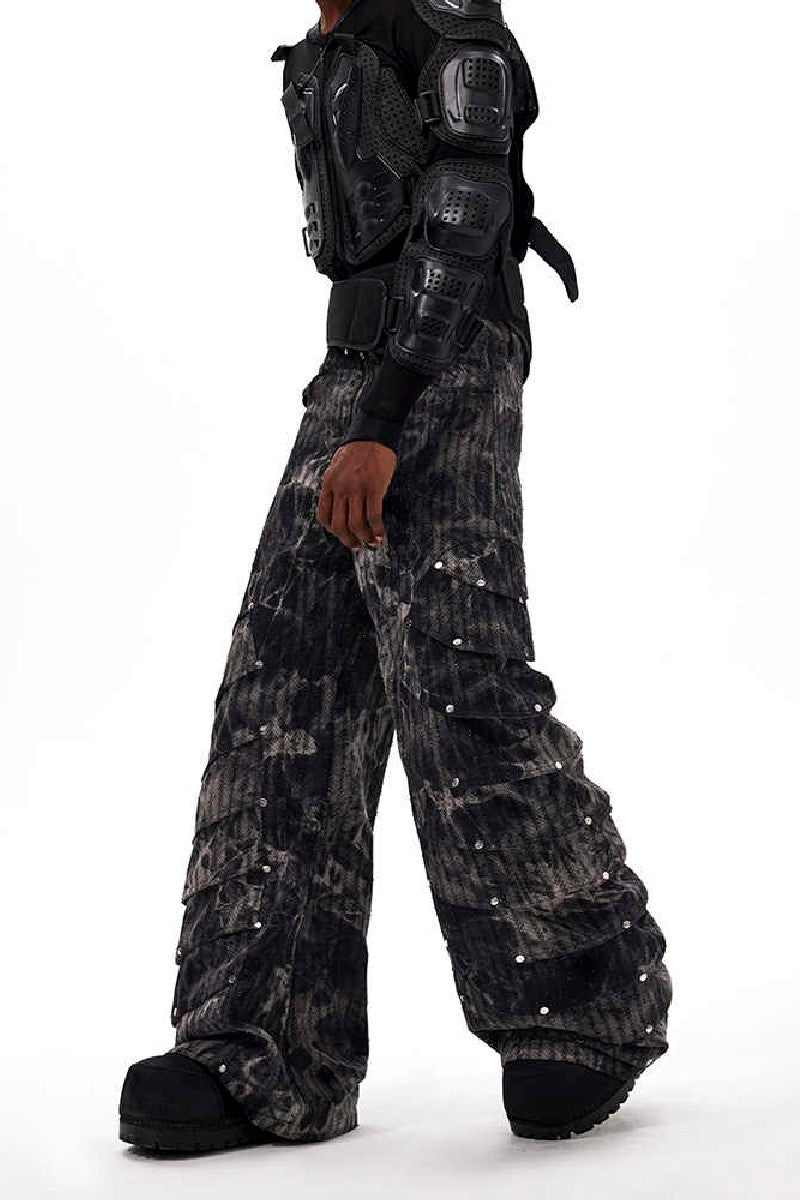 Snakeskin Studded Wide Leg Jeans