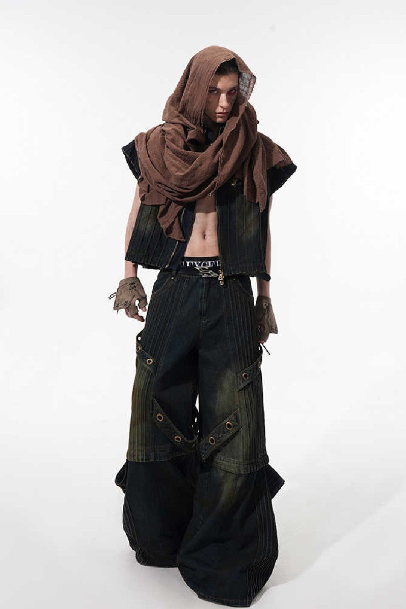 Washed Sleeveless Denim Vest