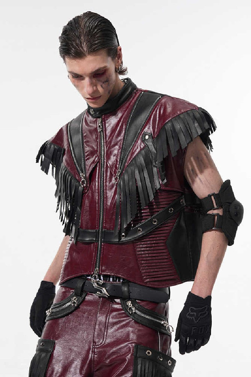 Fringe Punk Leather Vest