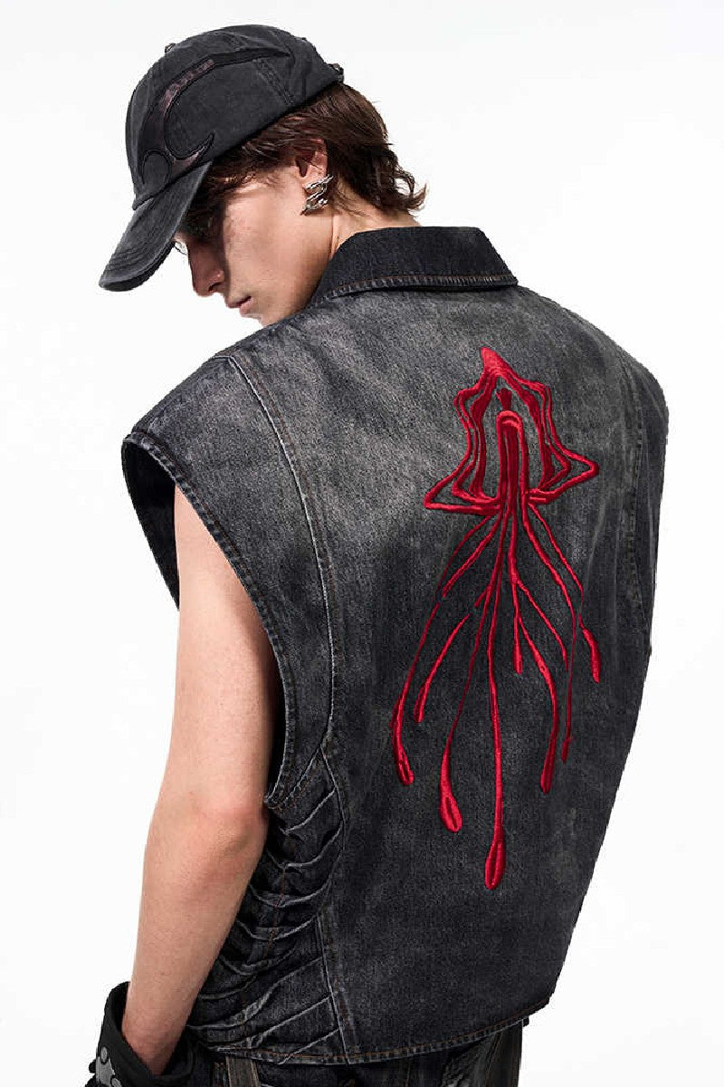 Asymmetrical Jellyfish Denim Vest