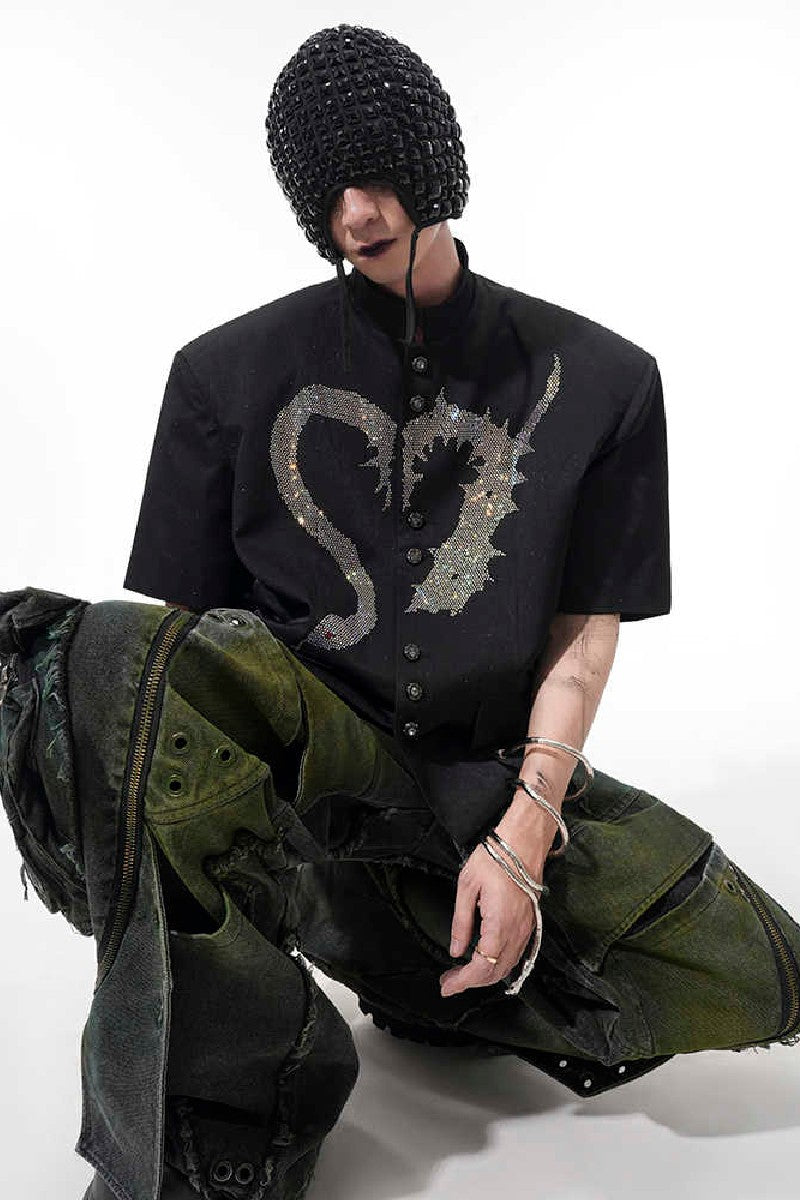 Embellished Snake Short Sleeve Shirt