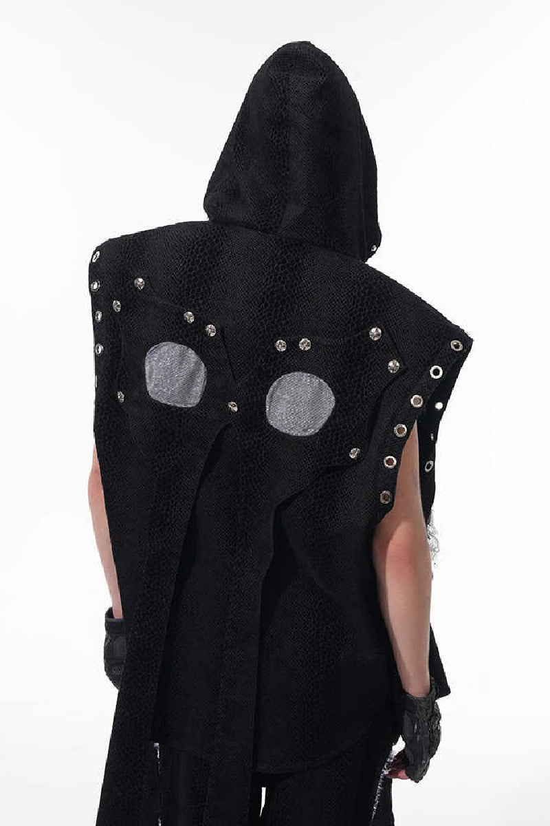 Snakeskin Hooded Sleeveless Vest