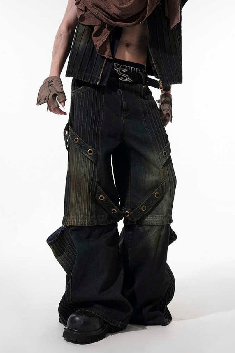 Detachable Vintage Wide Leg Jeans