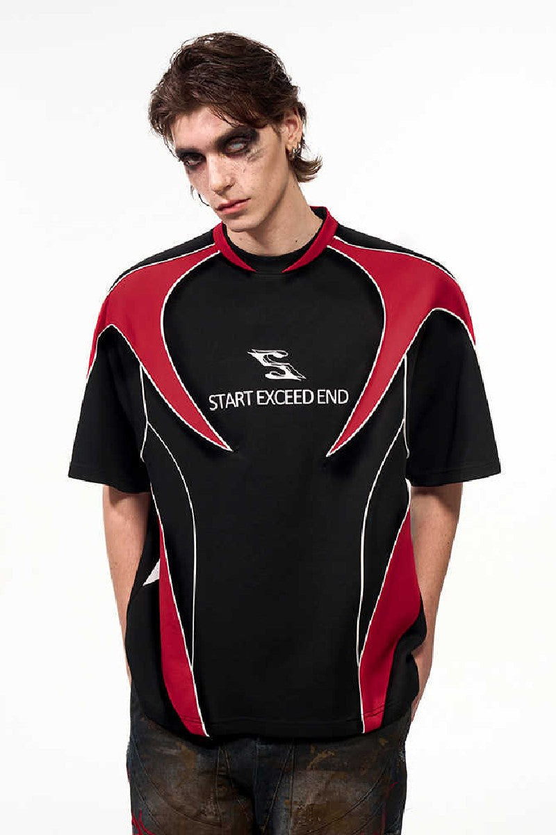 Colorblock Letter Jersey Tee