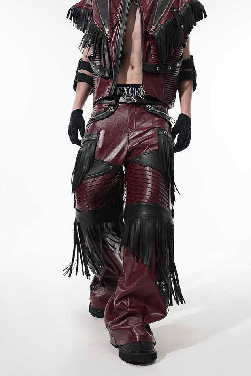 Detachable PU Fringe Pants