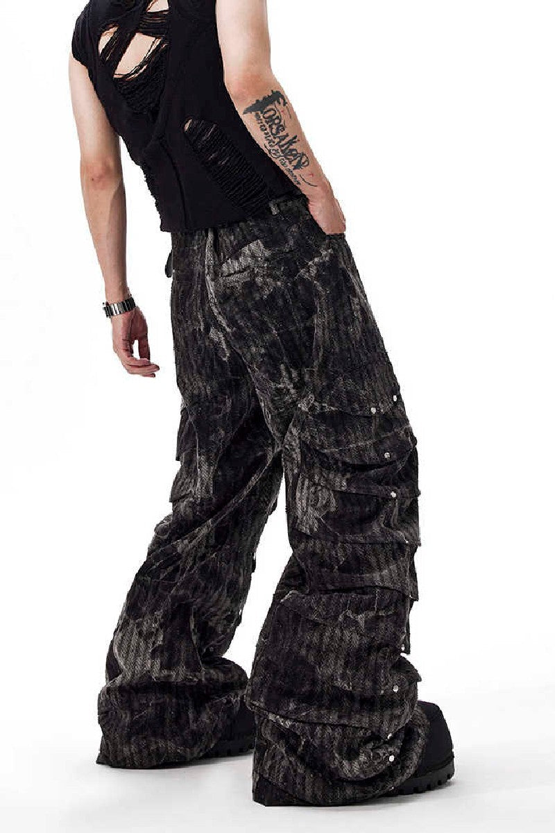 Snakeskin Studded Wide Leg Jeans