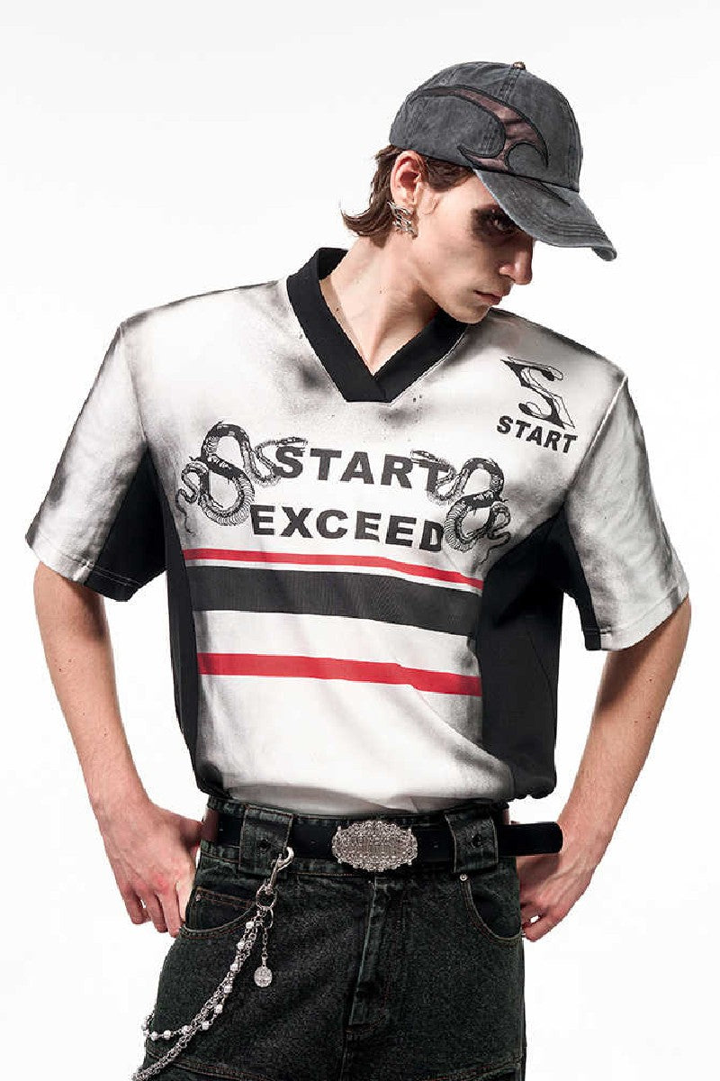 Snake Print V-Neck Jersey