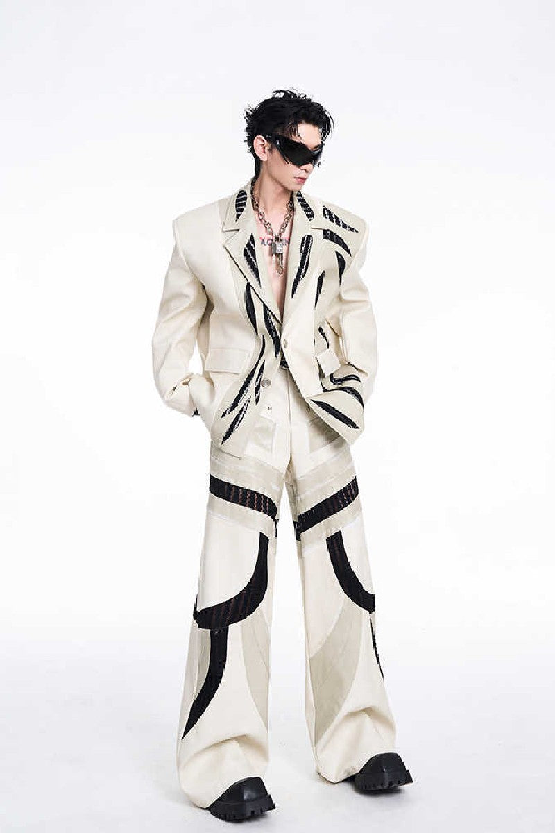 Liquid Mesh Cutout Leather Trousers