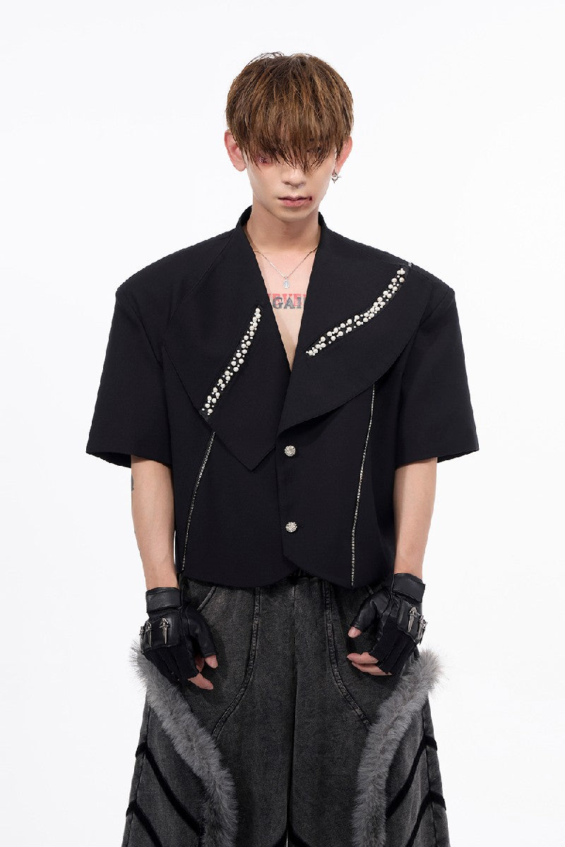 Pearl Cropped Padded Blazer