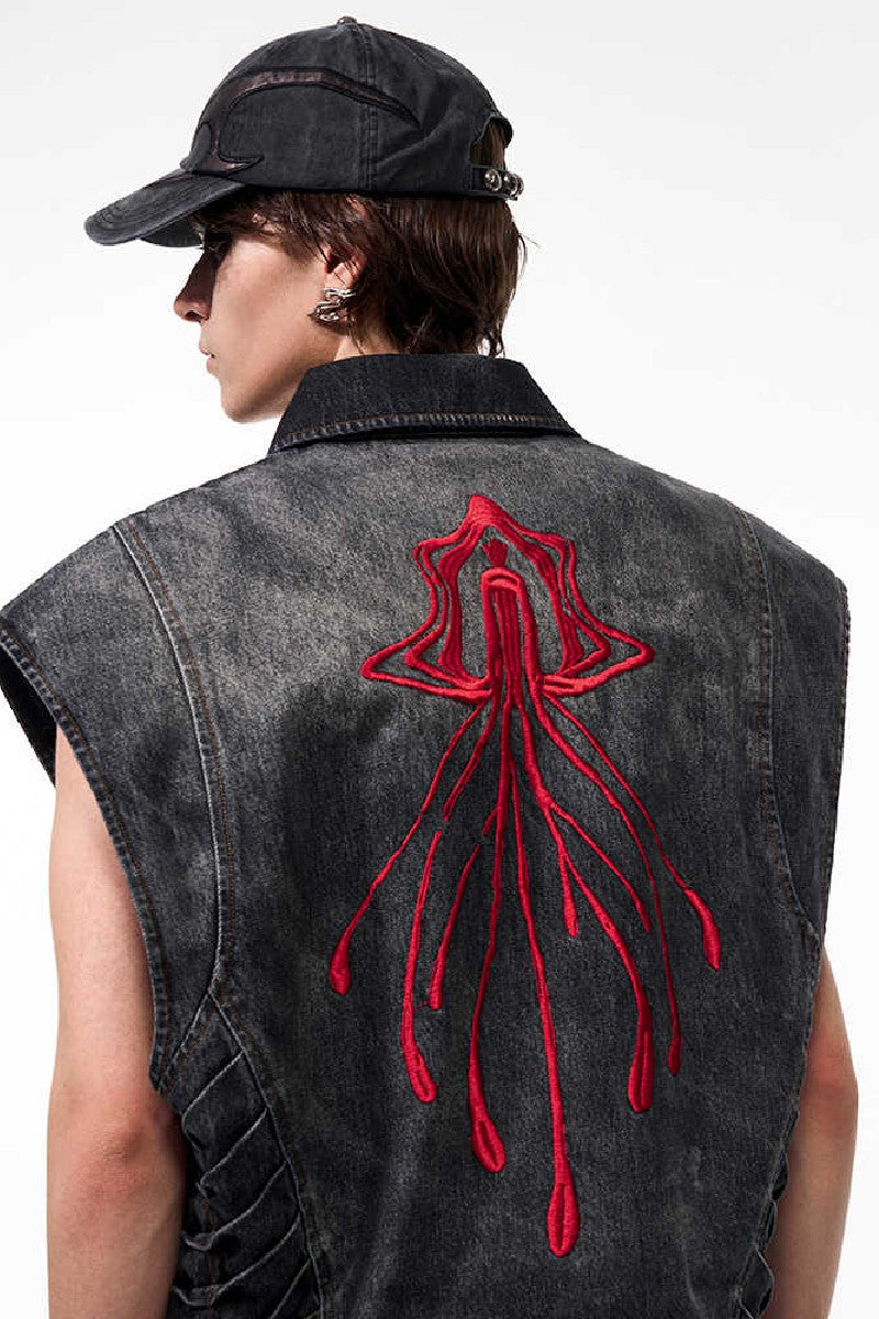 Asymmetrical Jellyfish Denim Vest