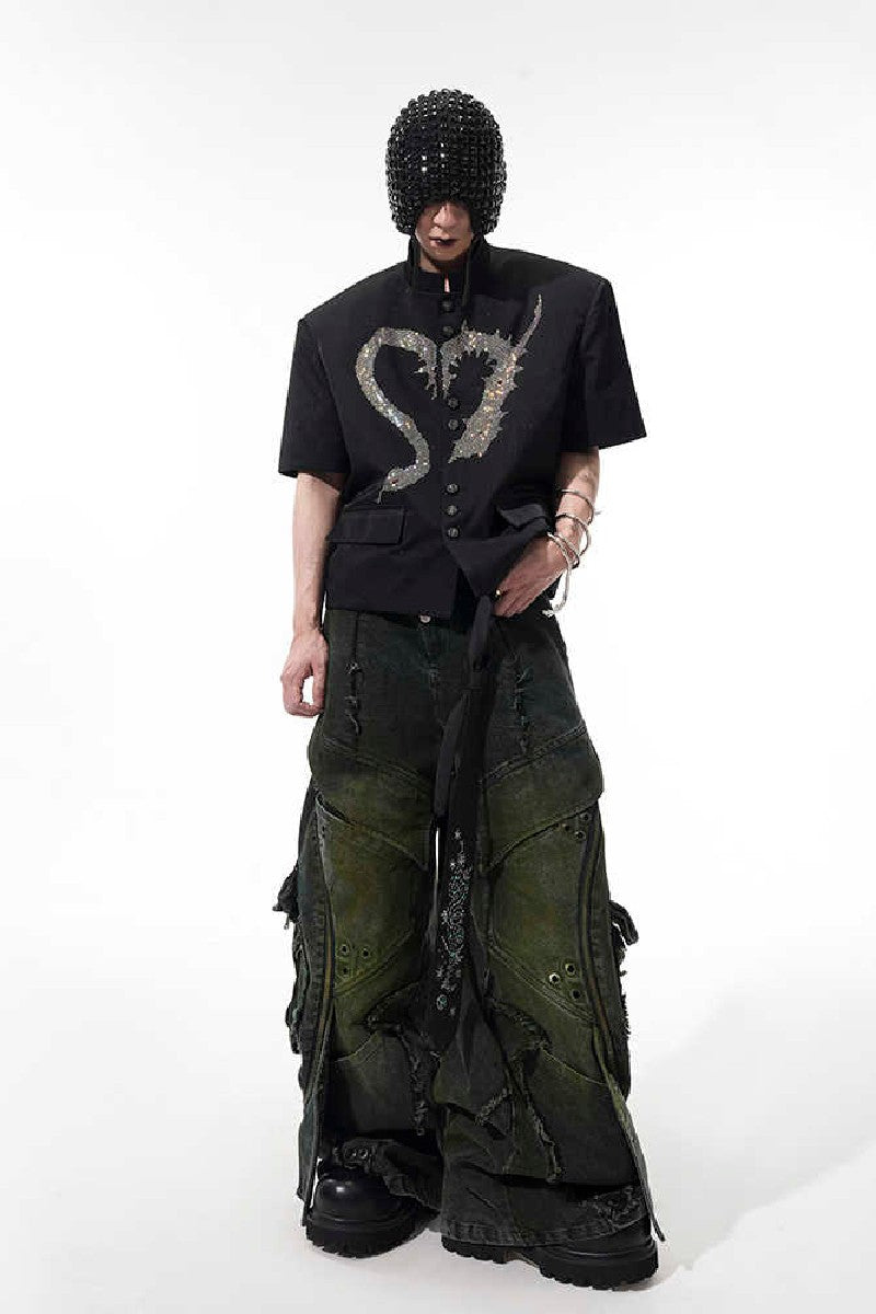 Embellished Snake Short Sleeve Shirt