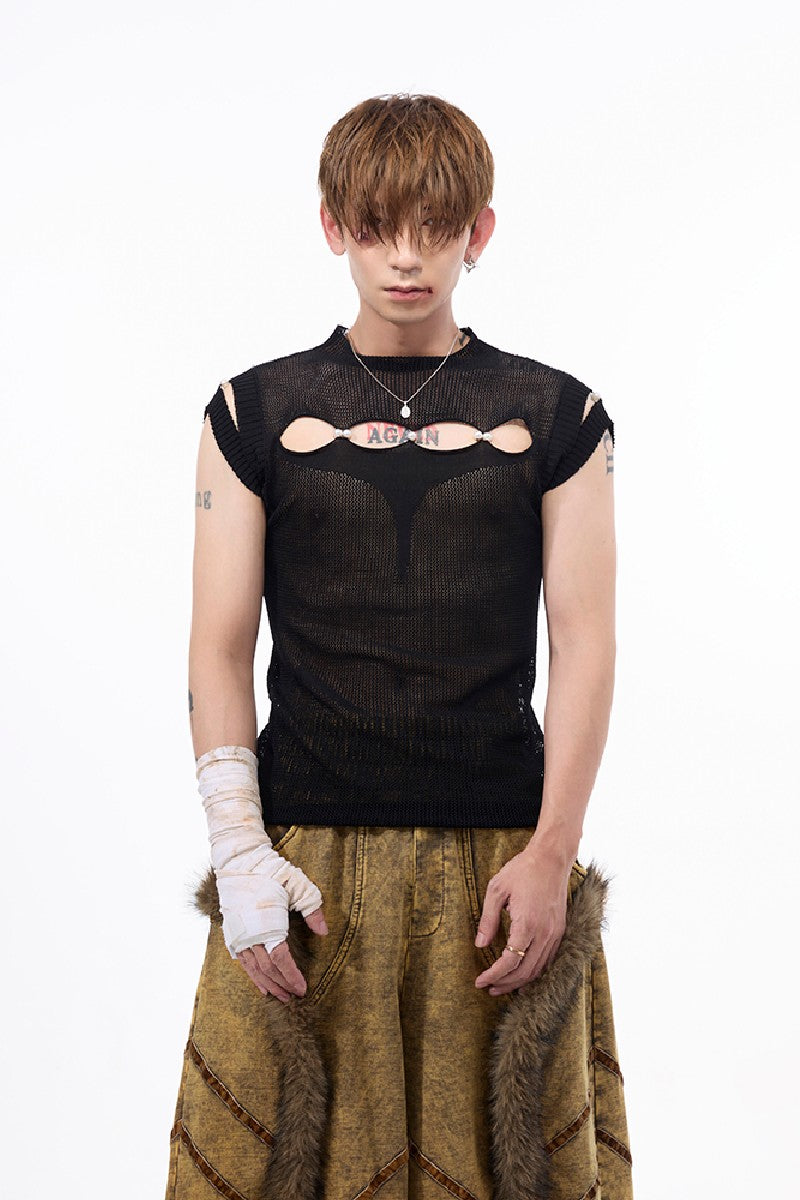 Sheer Mesh Sleeveless Tank Top