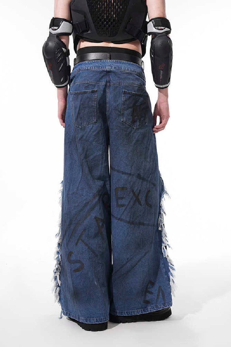 Layered Patchwork Distressed Jeans