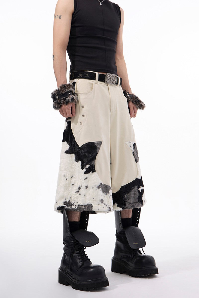 Patchwork Fleece Fur Shorts
