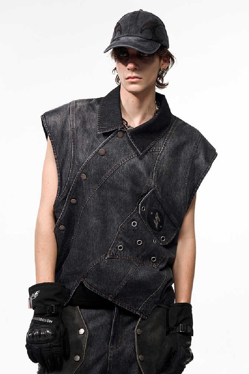 Asymmetrical Jellyfish Denim Vest