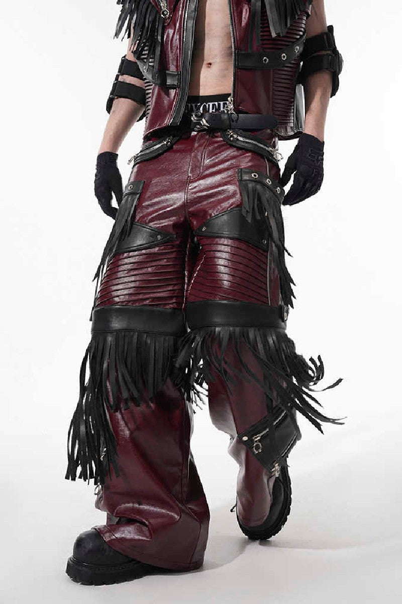 Detachable PU Fringe Pants