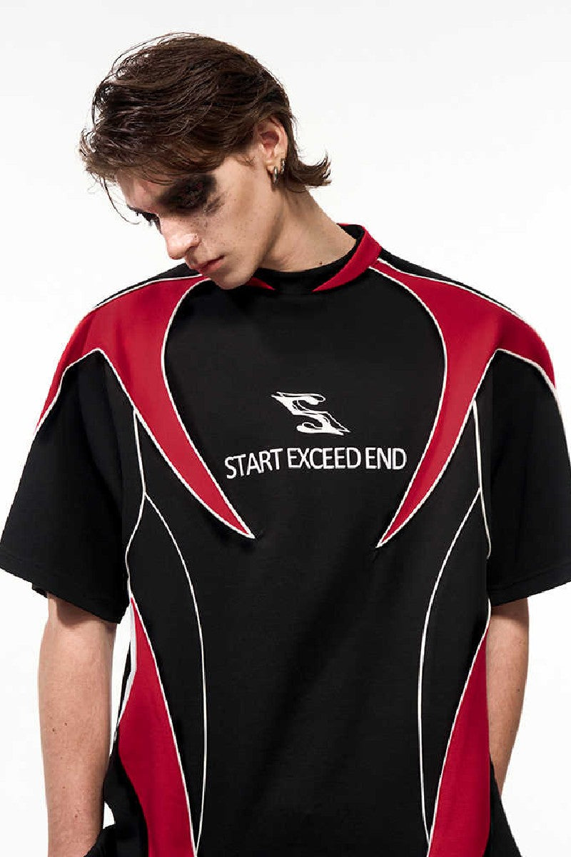 Colorblock Letter Jersey Tee