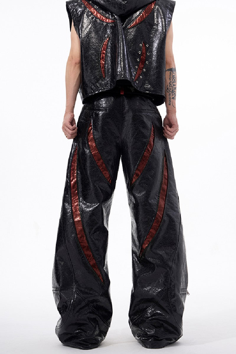 Cracked Texture Punk Flared Pants