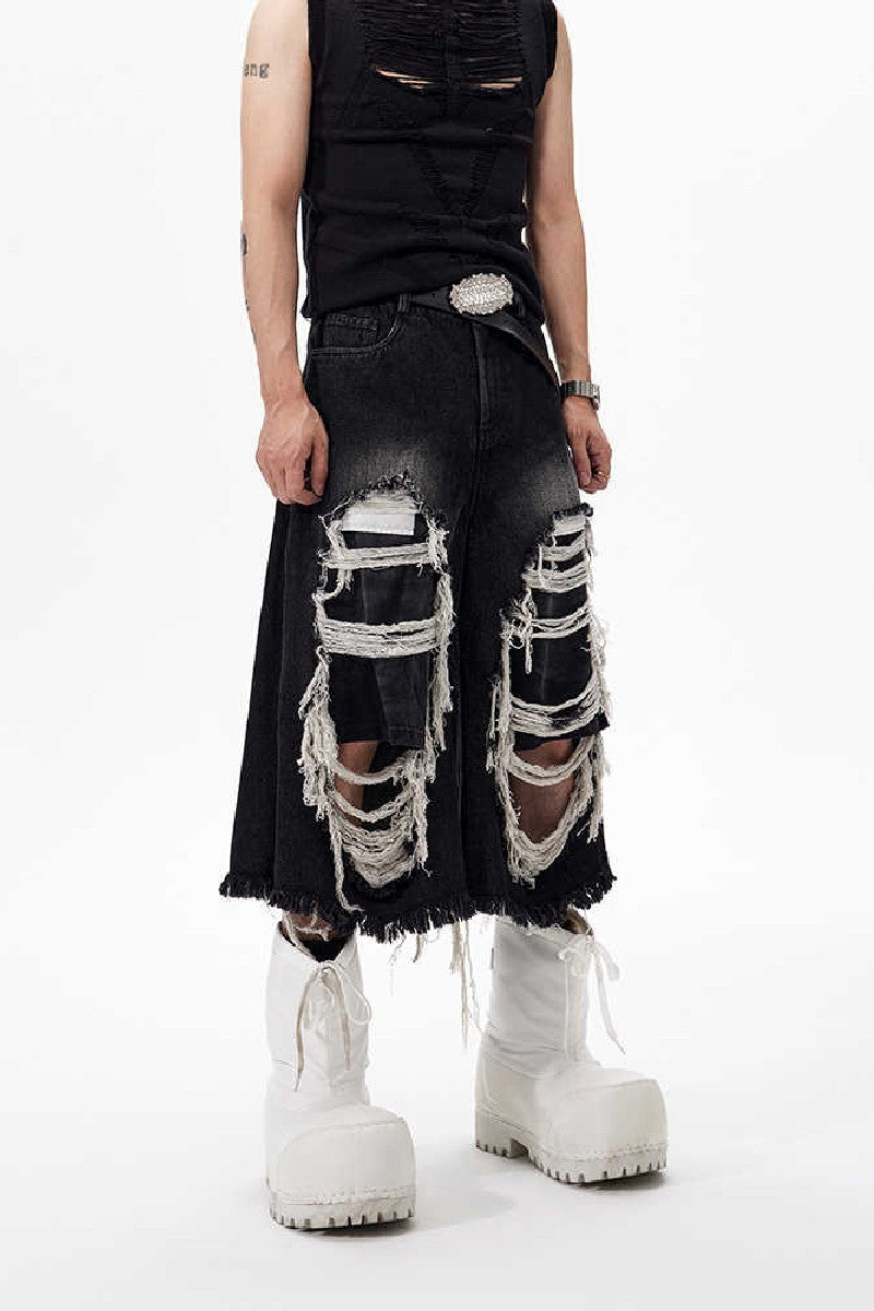 Distressed Patchwork Jorts