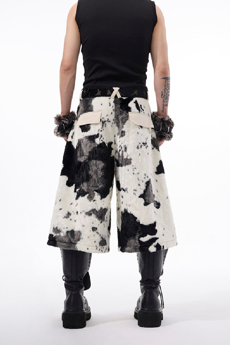 Patchwork Fleece Fur Shorts