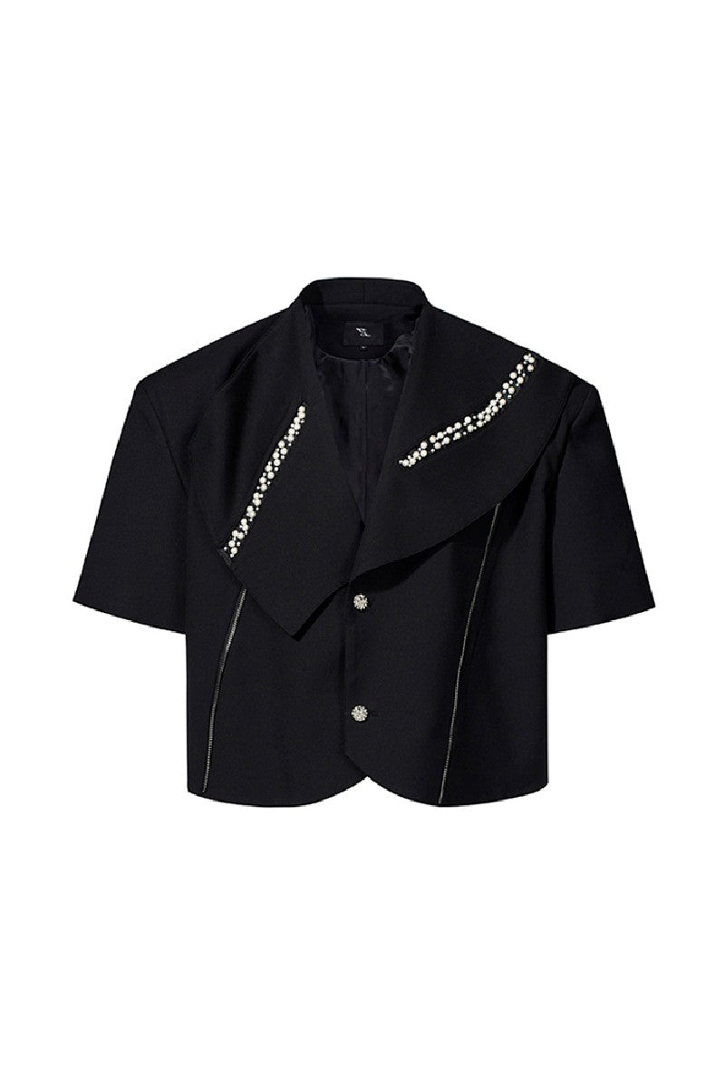 Pearl Cropped Padded Blazer