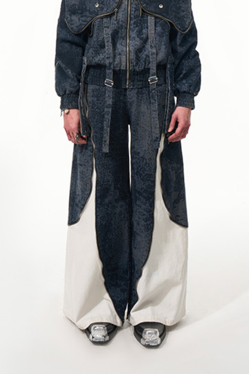 Zipper Patchwork Double Layer Denim