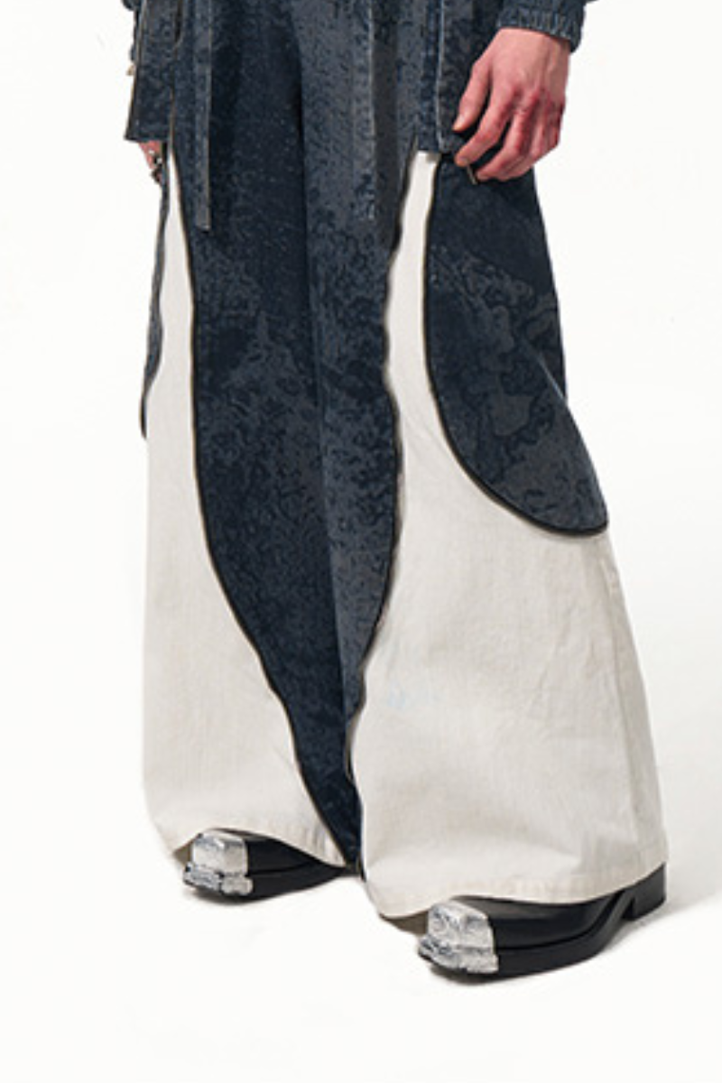 Zipper Patchwork Double Layer Denim