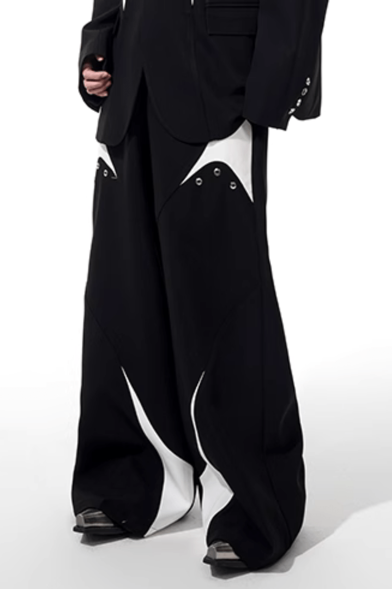 Structured Padded Shoulder Patchwork Trousers