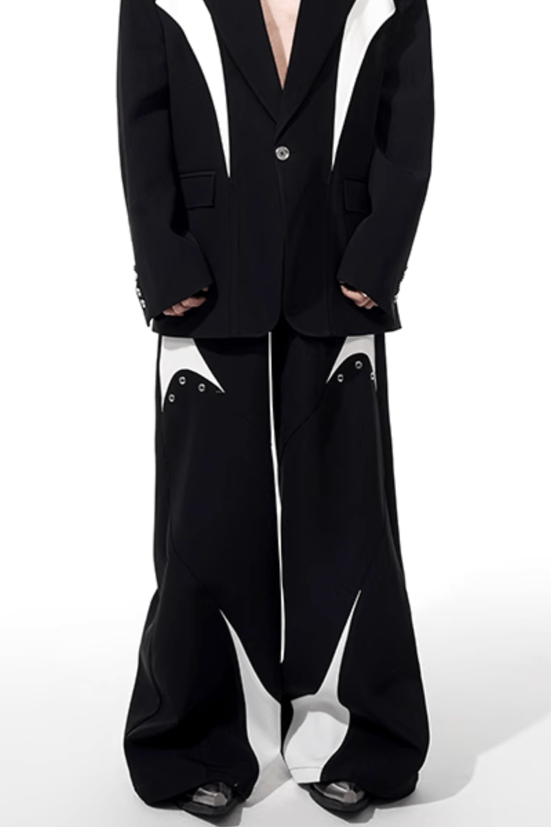 Structured Padded Shoulder Patchwork Trousers