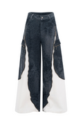 Zipper Patchwork Double Layer Denim