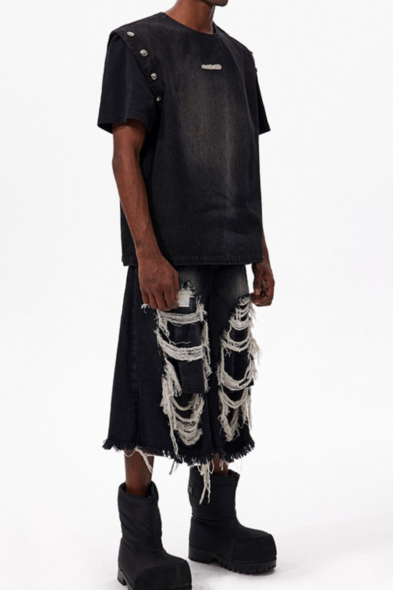 Distressed Patchwork Jorts