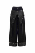 Dark Deconstructed Patchwork Zip Trousers
