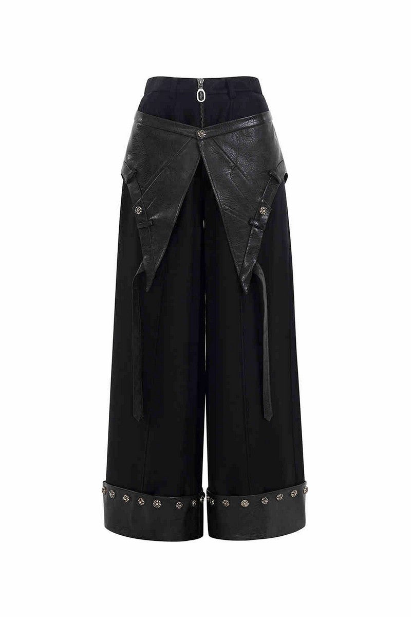 Dark Deconstructed Patchwork Zip Trousers