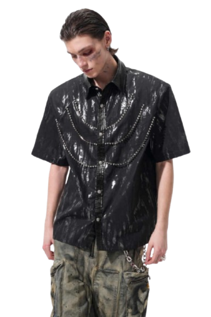 Metallic Padded Shoulder Shirt