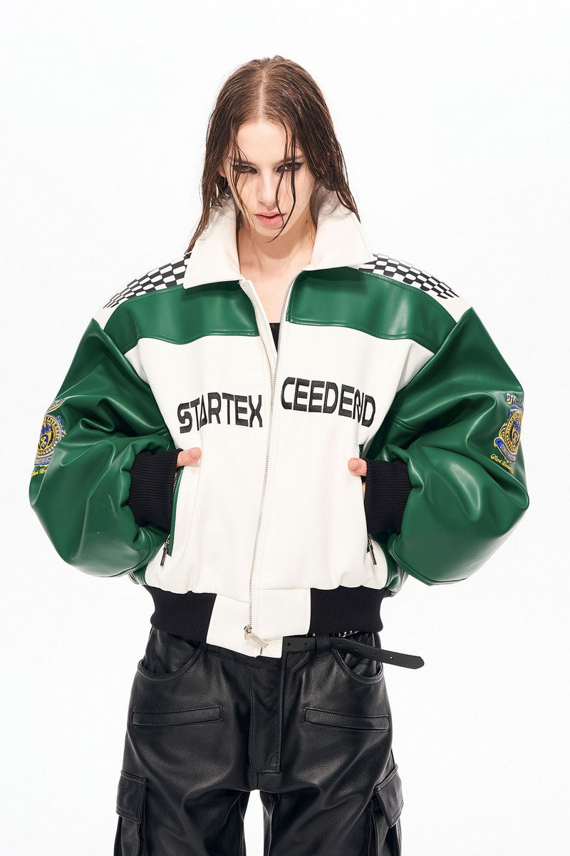 Embroidered Badge Moto Jacket