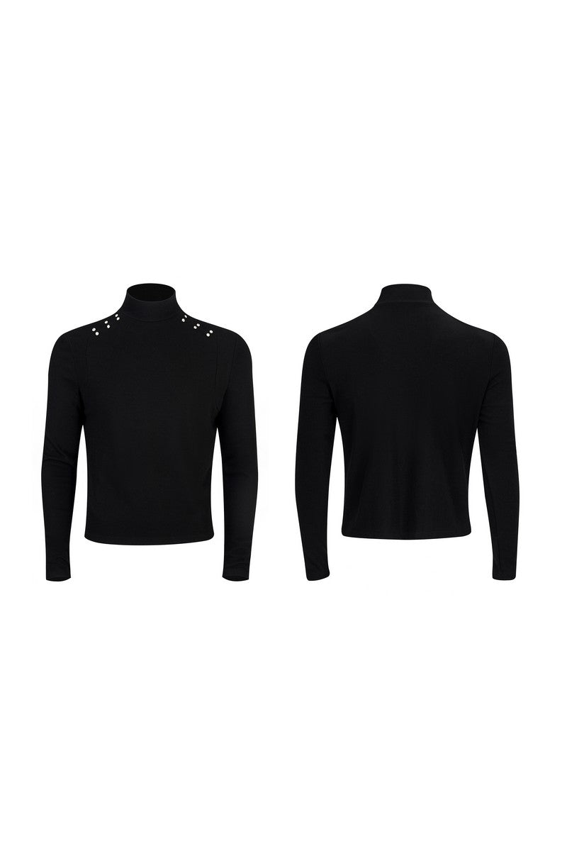 Padded Mock Neck Long Sleeve Tee