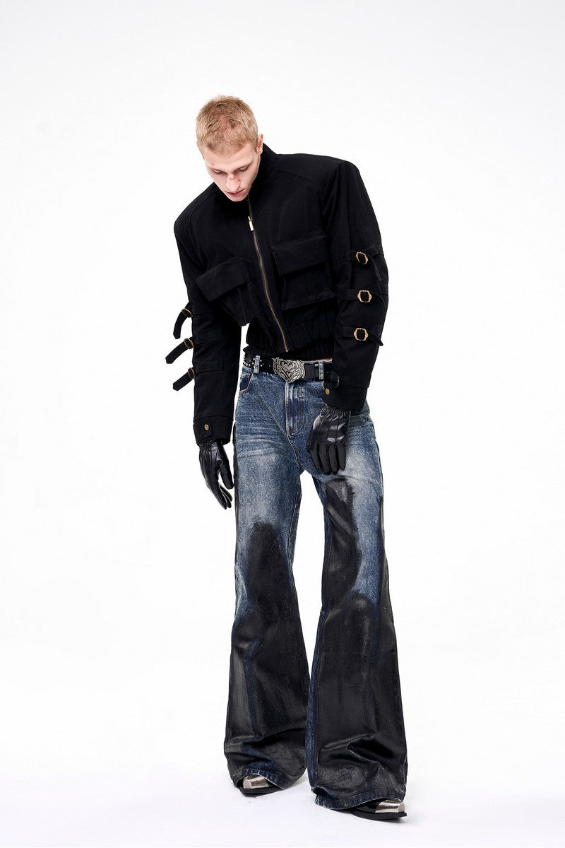 Utility Strap Padded Biker Jacket