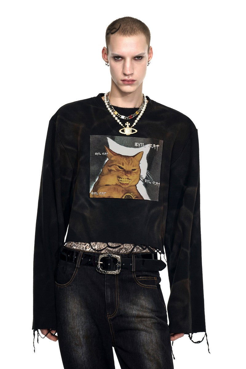 Graphic Distressed Cropped Tee