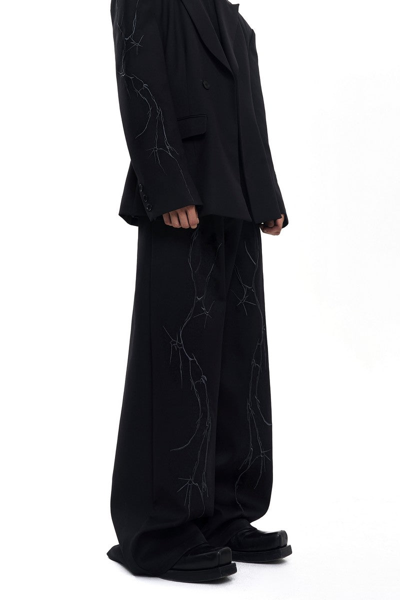 Embroidered Thorn Drape Suit Pants