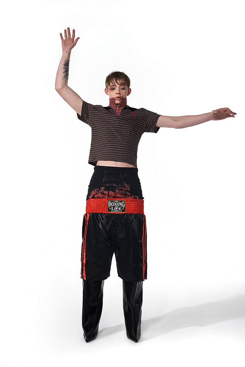 Striped Zip Layered Polo Tee