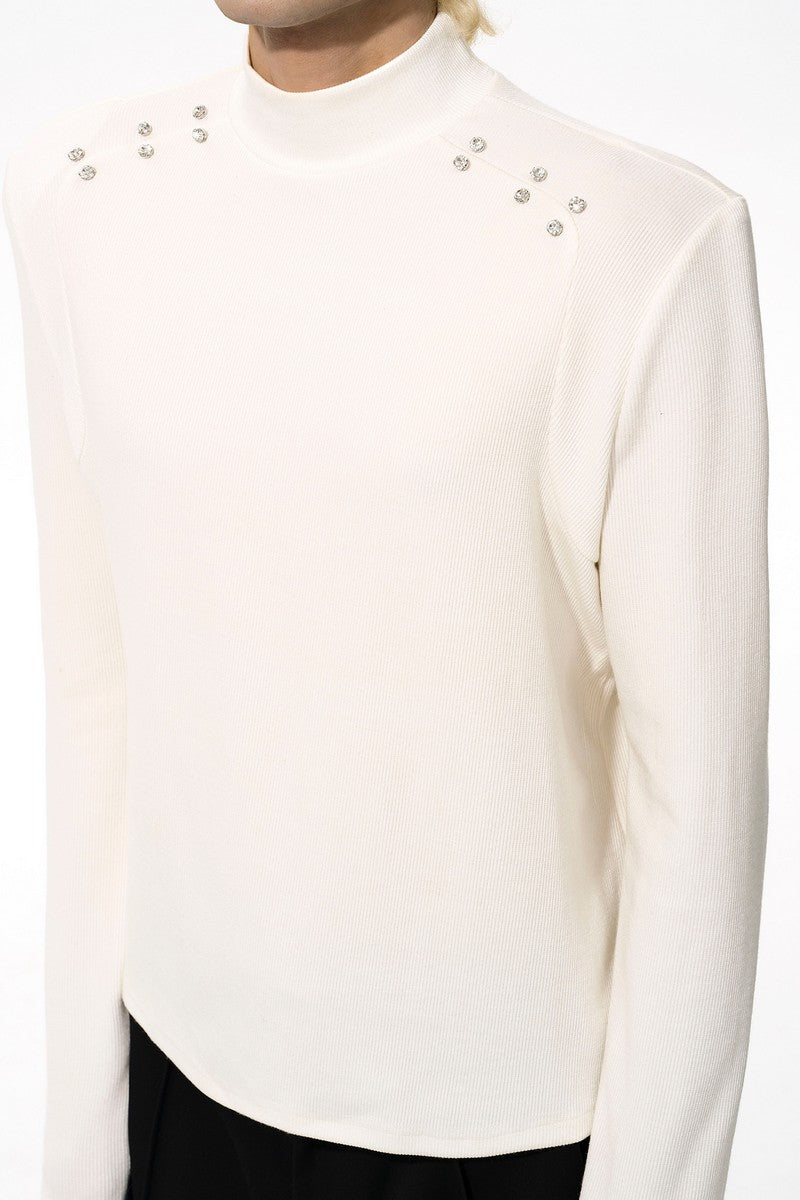 Padded Mock Neck Long Sleeve Tee