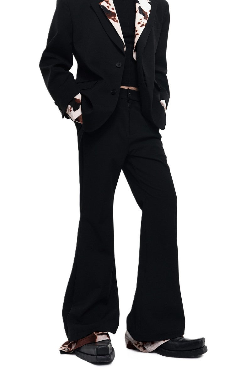 Cow Print Layered Flared Trousers