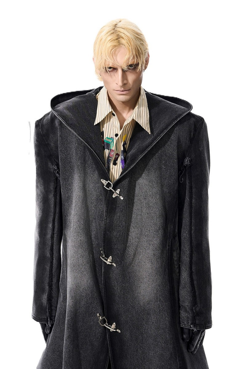 Hooded Denim Trench Coat
