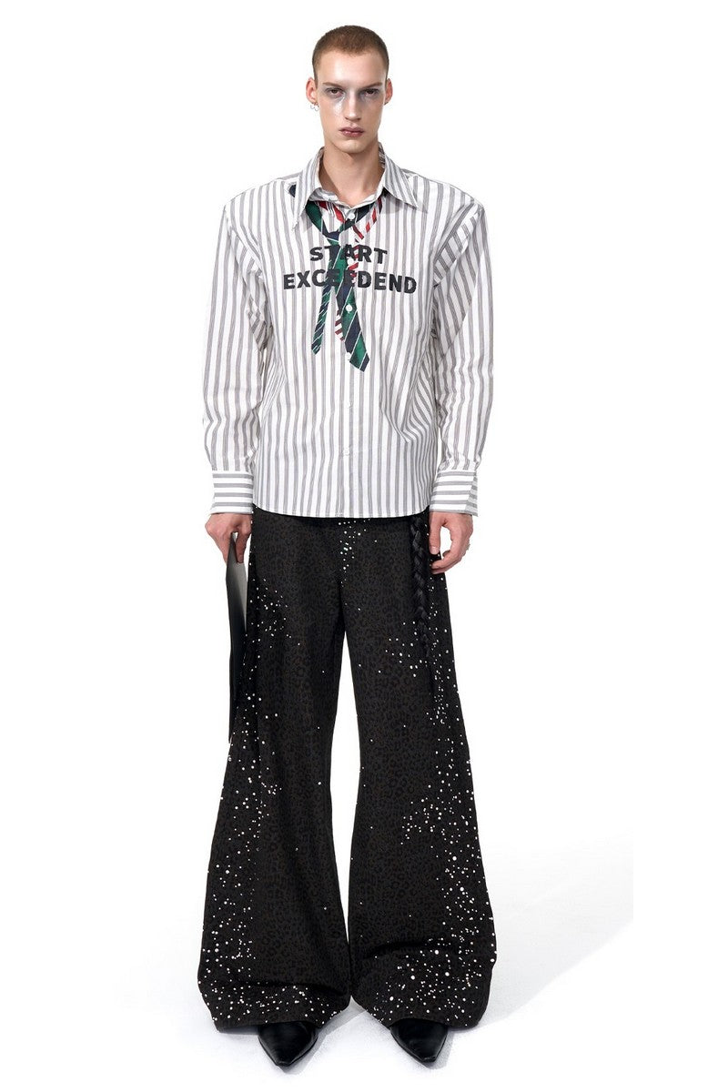 Leopard Print Pearl Embellished Jeans