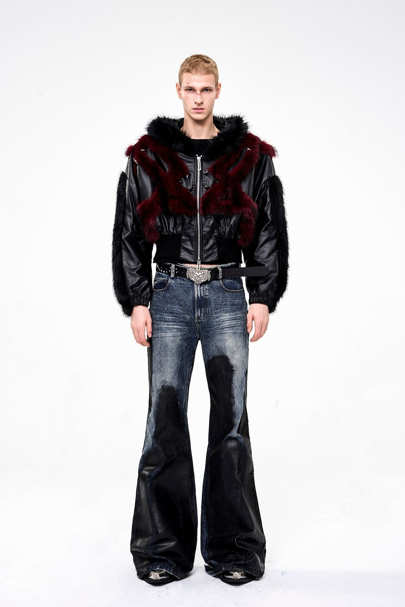 Studded Faux Fur Hooded Jacket