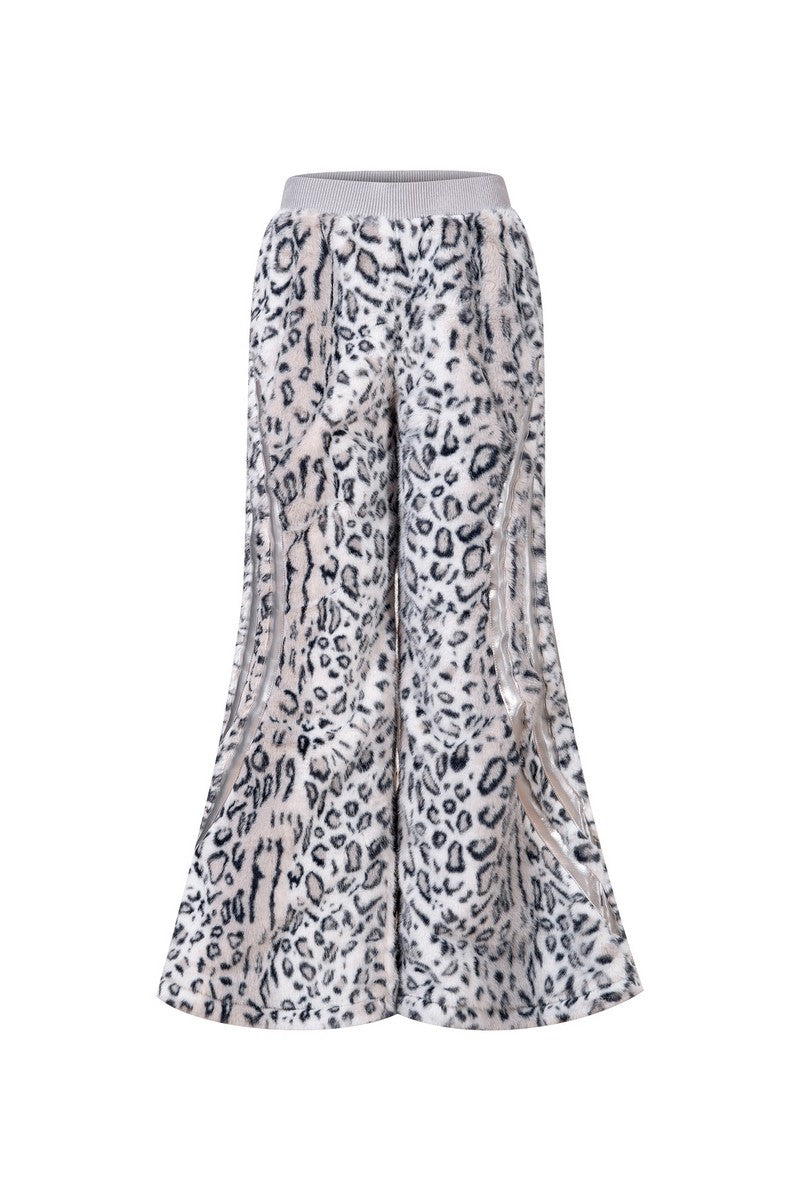 Leopard Faux Fur Wide Pants