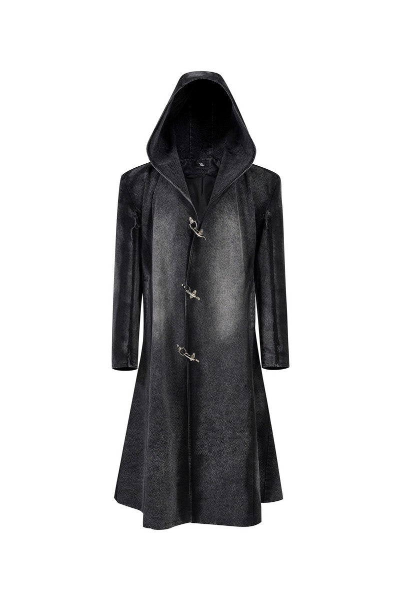 Hooded Denim Trench Coat