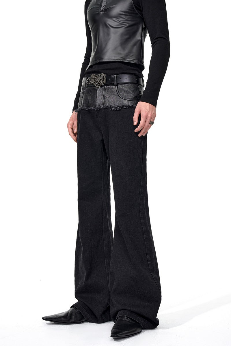 Black Flared Patchwork Jeans