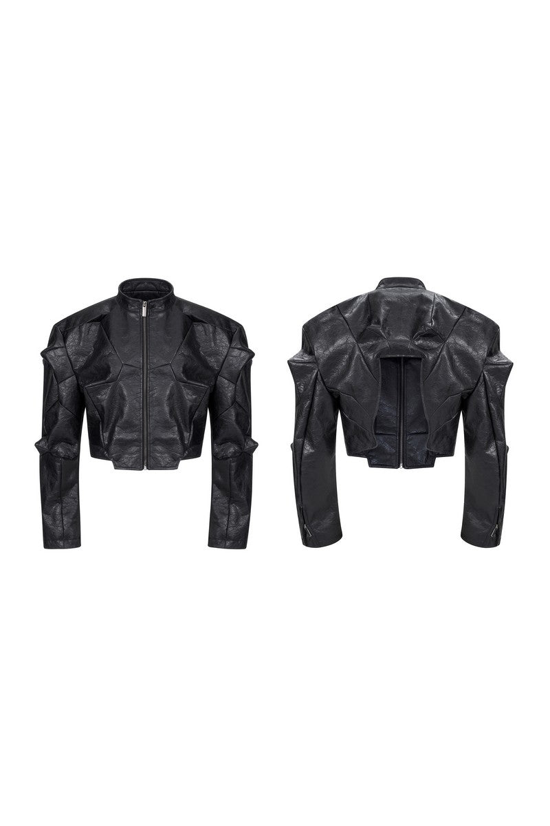 Deconstructed PU Irregular Cut Jacket